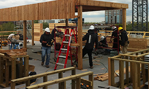 Terrasse sur un toit commercial